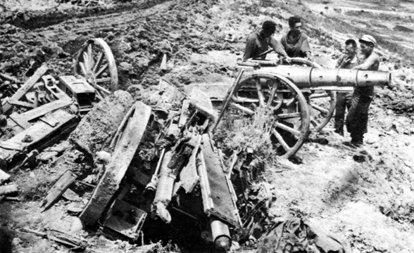 Artillería japonesa en la Batalla de Okinawa