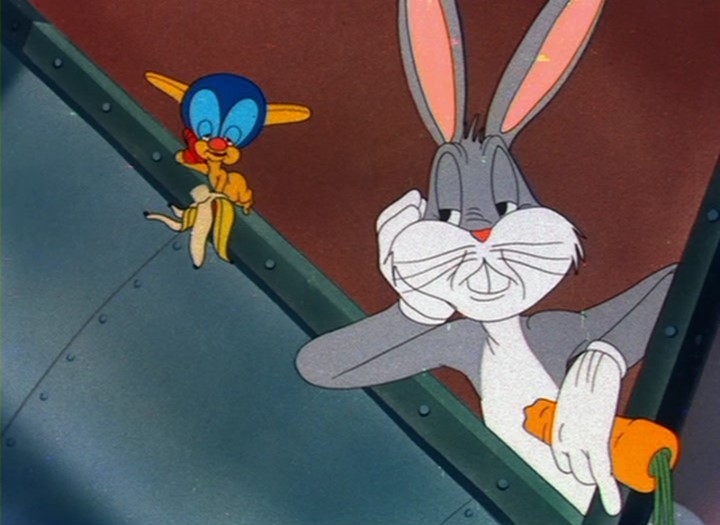 Escena de Bug Bunny junto a un gremlin