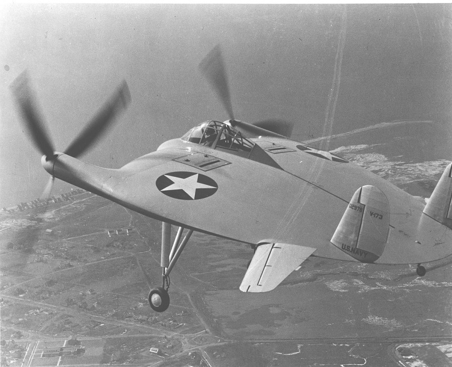 V-173 en pruebas de vuelo.